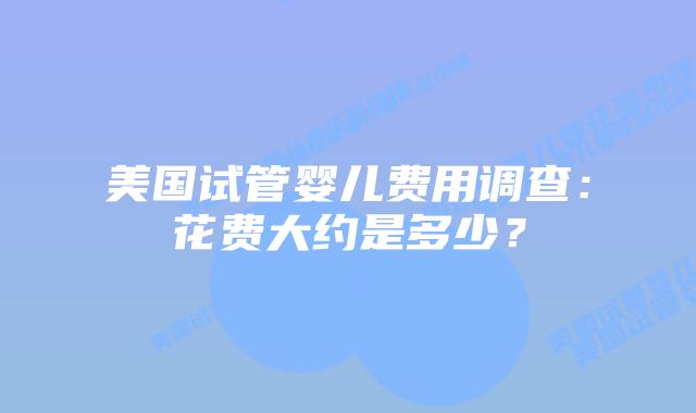美国试管婴儿费用调查：花费大约是多少？
