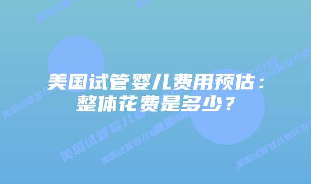 美国试管婴儿费用预估：整体花费是多少？