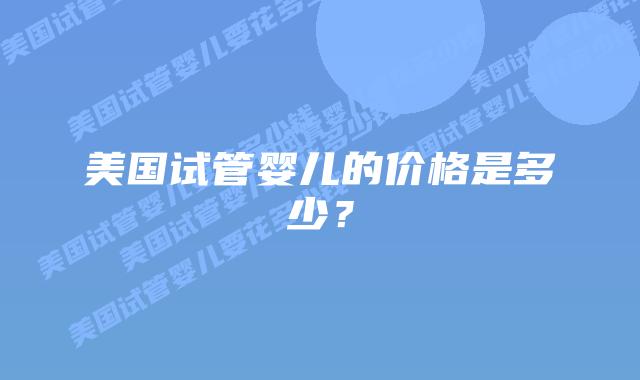 美国试管婴儿的价格是多少？
