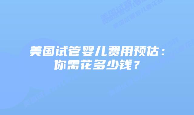 美国试管婴儿费用预估：你需花多少钱？