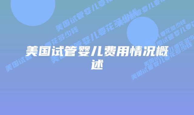 美国试管婴儿费用情况概述