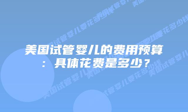 美国试管婴儿的费用预算:具体花费是多少?插图 美国试管婴儿的费用预算:具体花费是多少?