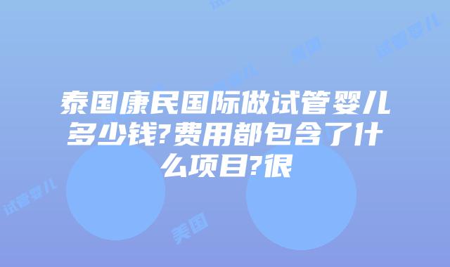 泰国康民国际做试管婴儿多少钱?费用都包含了什么项目?很