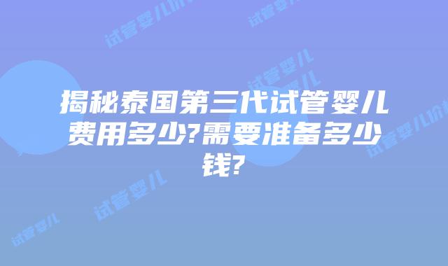 揭秘泰国第三代试管婴儿费用多少?需要准备多少钱?