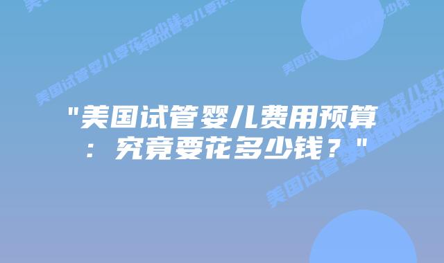 “美国试管婴儿费用预算：究竟要花多少钱？”插图