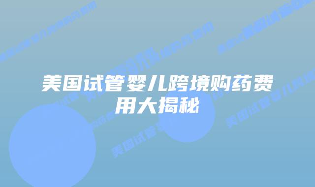 美国试管婴儿跨境购药费用大揭秘