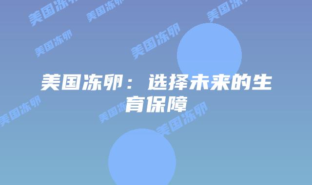 美国冻卵:选择未来的生育保障插图 美国冻卵:选择未来的生育保障