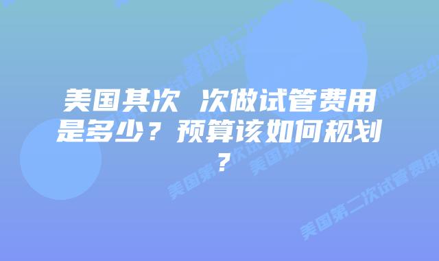 美国其次 次做试管费用是多少？预算该如何规划？