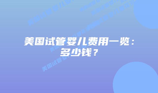 美国试管婴儿费用一览：多少钱？