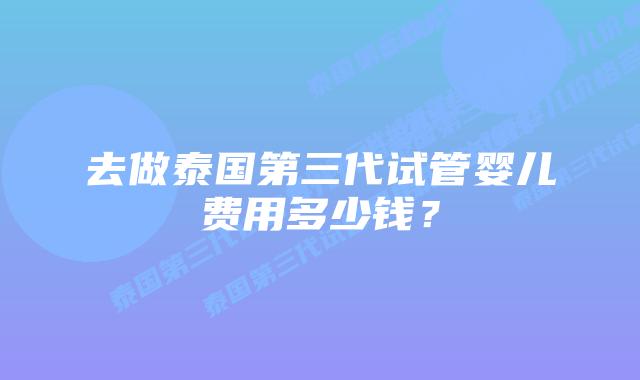 去做泰国第三代试管婴儿费用多少钱?插图 去做泰国第三代试管婴儿费用多少钱?