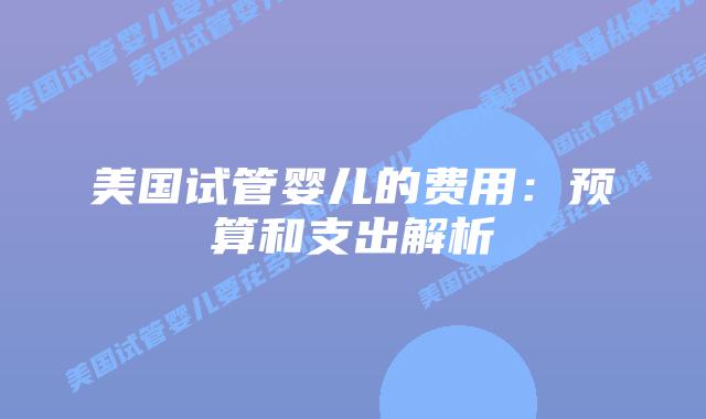 美国试管婴儿的费用:预算和支出解析插图 美国试管婴儿的费用:预算和支出解析