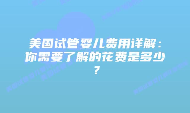 美国试管婴儿费用详解：你需要了解的花费是多少？