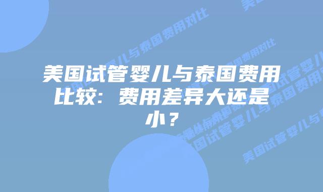 美国试管婴儿与泰国费用比较: 费用差异大还是小?插图 美国试管婴儿与泰国费用比较: 费用差异大还是小?