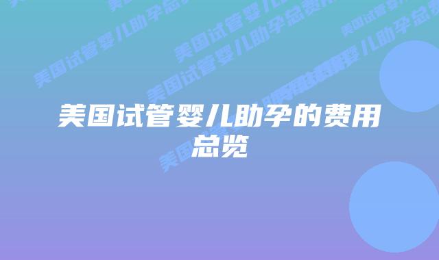 美国试管婴儿助孕的费用总览插图 美国试管婴儿助孕的费用总览