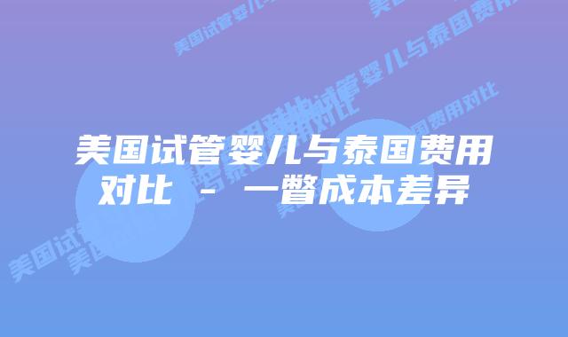 美国试管婴儿与泰国费用对比 – 一瞥成本差异插图 美国试管婴儿与泰国费用对比 - 一瞥成本差异