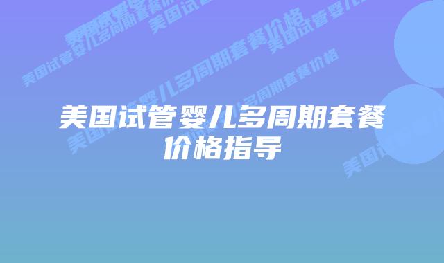 美国试管婴儿多周期套餐价格指导