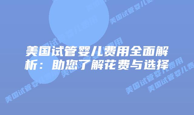 美国试管婴儿费用全面解析:助您了解花费与选择插图 美国试管婴儿费用全面解析:助您了解花费与选择