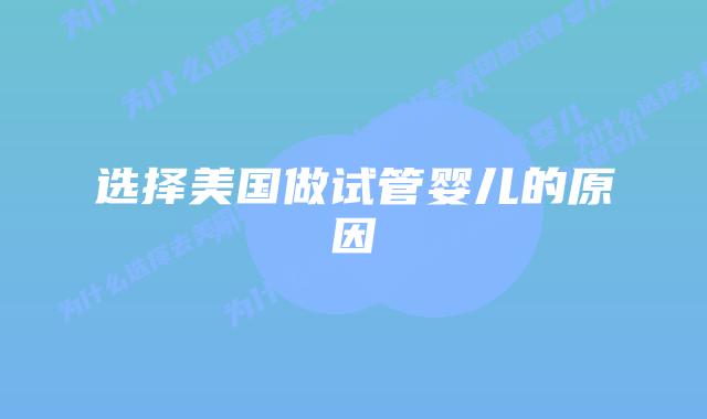 选择美国做试管婴儿的原因插图 选择美国做试管婴儿的原因