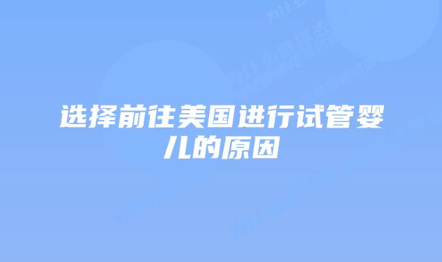 选择前往美国进行试管婴儿的原因插图 选择前往美国进行试管婴儿的原因