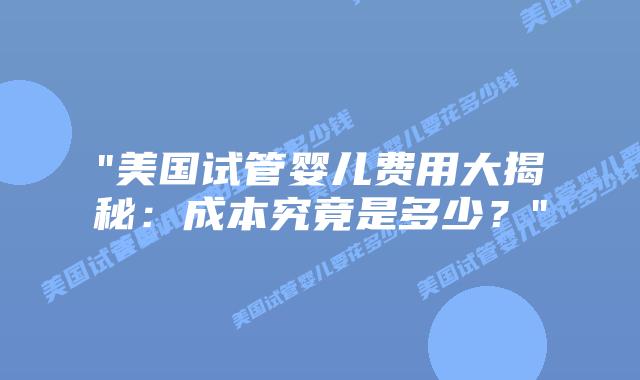 “美国试管婴儿费用大揭秘：成本究竟是多少？”插图