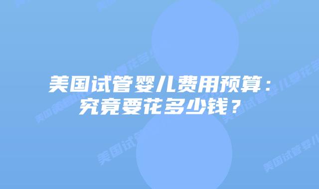 美国试管婴儿费用预算：究竟要花多少钱？