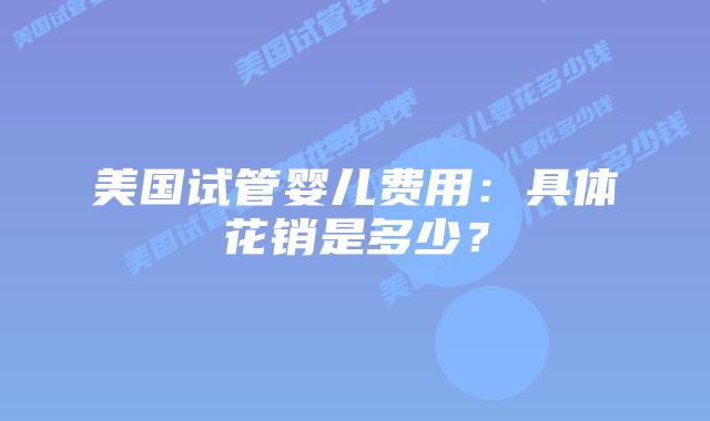 美国试管婴儿费用:具体花销是多少?插图 美国试管婴儿费用:具体花销是多少?