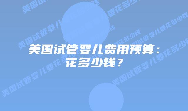美国试管婴儿费用预算：花多少钱？