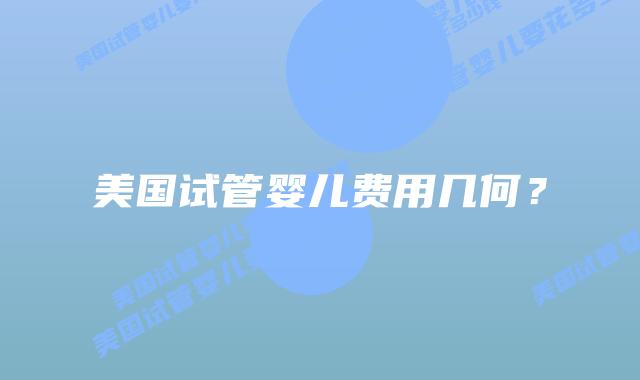 美国试管婴儿费用几何？