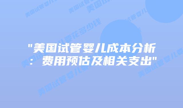“美国试管婴儿成本分析：费用预估及相关支出”插图