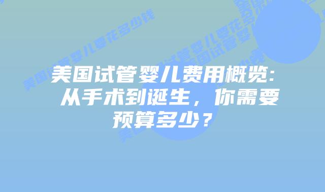 美国试管婴儿费用概览: 从手术到诞生，你需要预算多少？
