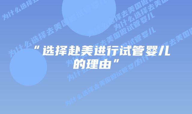 “选择赴美进行试管婴儿的理由”