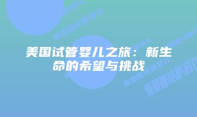 美国试管婴儿之旅:新生命的希望与挑战插图 美国试管婴儿之旅:新生命的希望与挑战